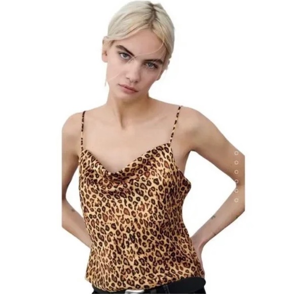 Zara Gold Chain Leopard Tank Top - Picture 1 of 7